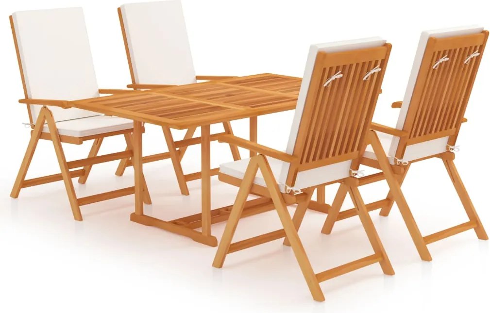 vidaXL Set mobilier de grădină cu perne, 5 piese, lemn masiv de tec