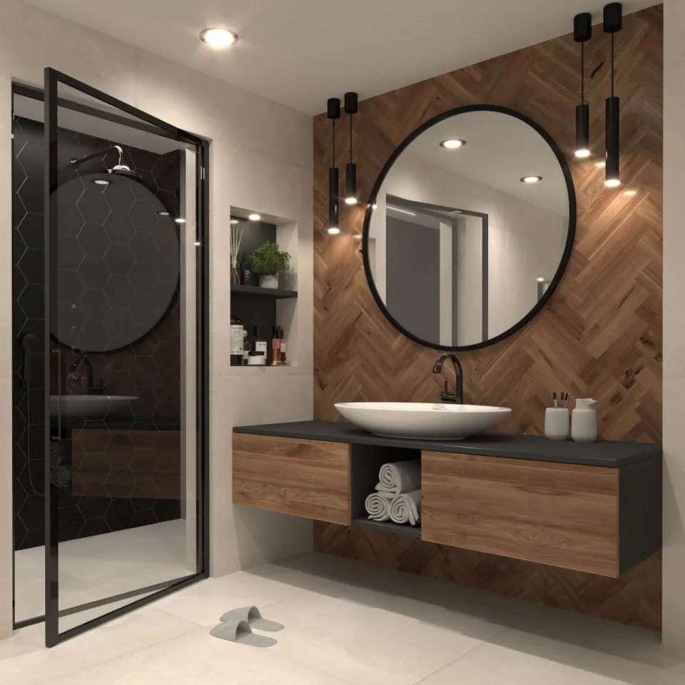 Oglindă Grace Round Mirror 100cm – Negru