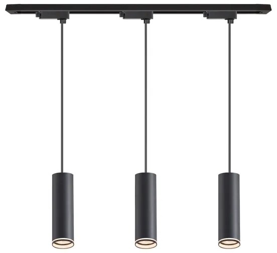 Lustră suspendată pe cablu pentru sistem de șină PIPE, 3x GU10, 10W, 230V, neagră