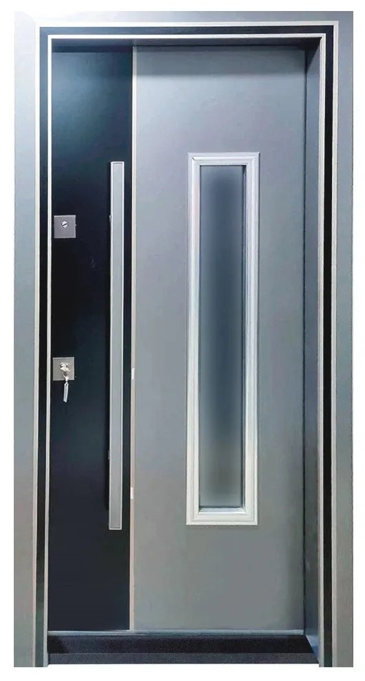 Usa metalica de exterior cu izolatie si vizor Novo Doors NDS1000S, Din compozit, 2 yale, Kit complet, Pentru case, (Culoare: Stejar Deschis, Sens