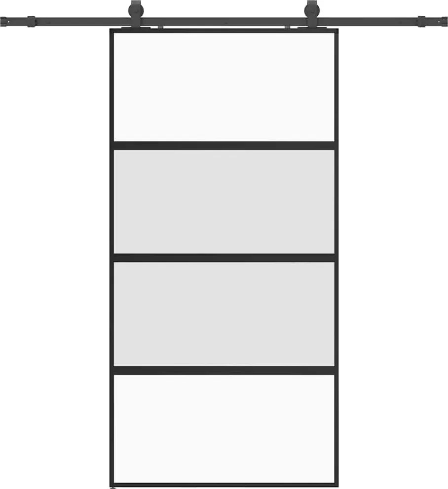 vidaXL Ușă glisantă cu set de feronerie neagră sticlă securizată