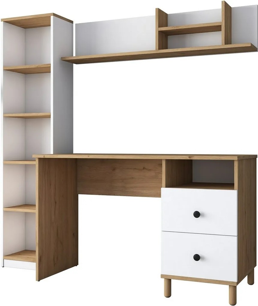 Birou Hapem Walnut and White