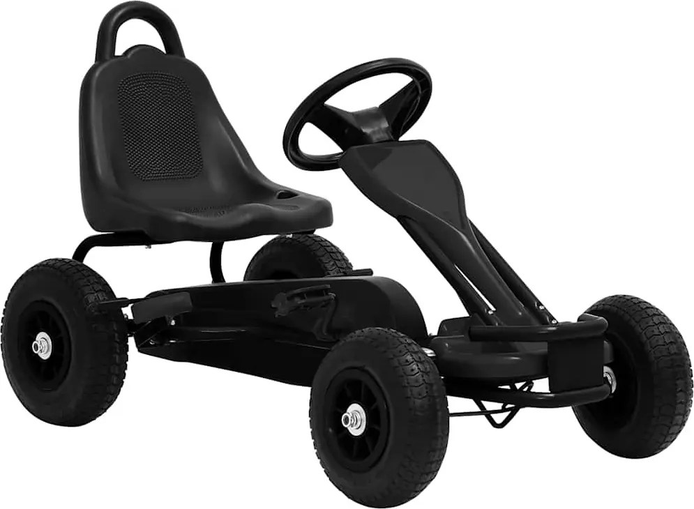 vidaXL Mașinuță kart cu pedale și roți pneumatice, negru