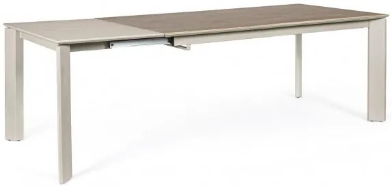 Masa dining extensibila pentru 10 persoane maro/gri taupe din ceramica si MDF, 160-220 cm, Briva Bizzotto