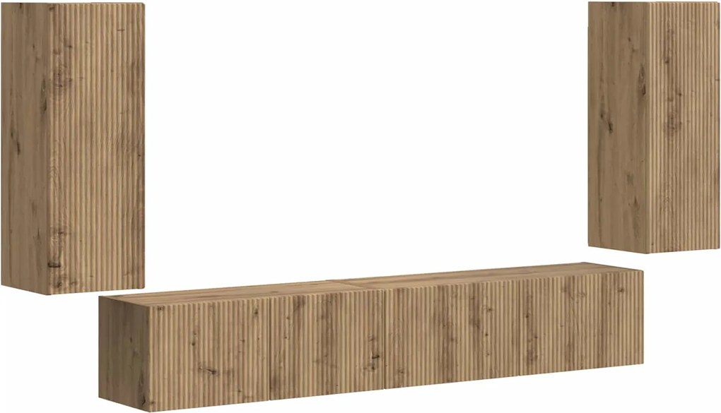 vidaXL Set comodă TV 4 pcs Stejar Artizanal Lemn compozit