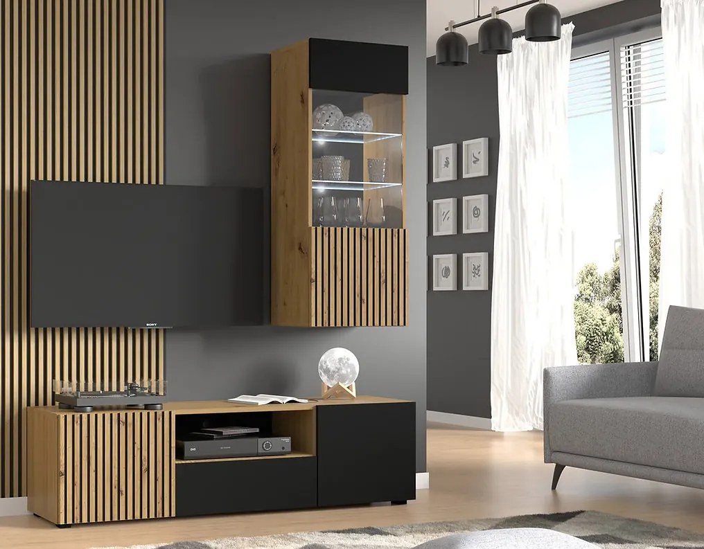Mobilier living Aurella și (Negru + Stejar artisan). 1124878