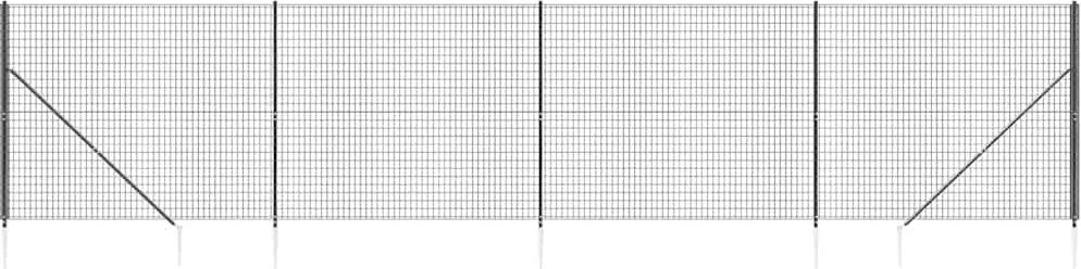 vidaXL Gard plasă de sârmă cu țăruși de fixare, antracit, 1,6x10 m