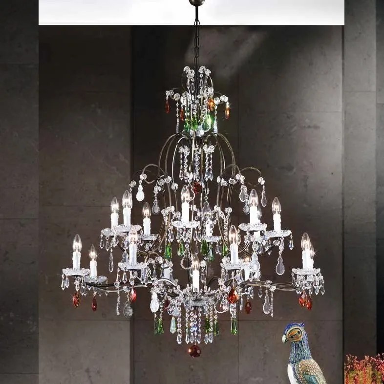 Candelabru LUX super elegant cristal cu 17 brate Verona antik-gold LU 2370/8+8+1 OR