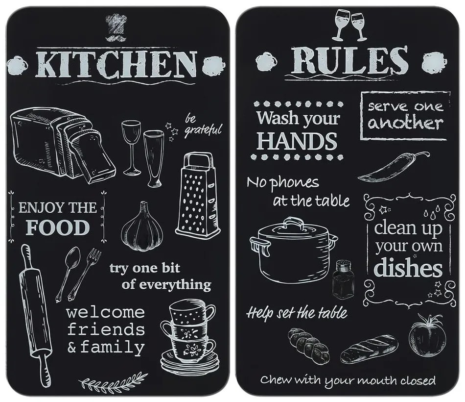 Protecții de aragaz 2 buc. din sticlă temperată 52x30 cm Kitchen Rules – Maximex