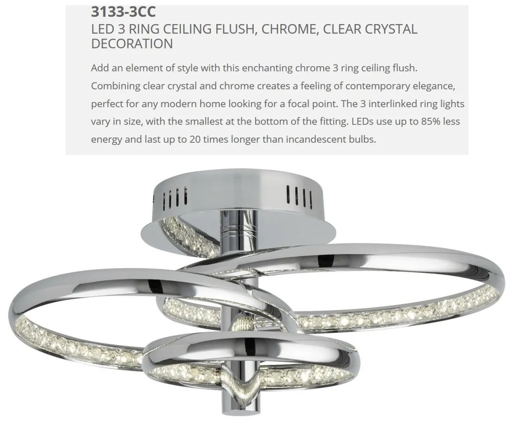 Lustra LED moderna aplicata Rings 28W 3133-3CC SRT