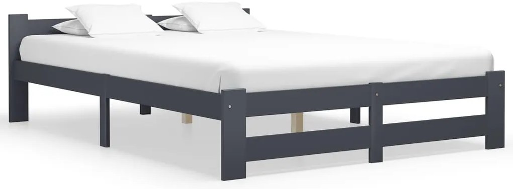 vidaXL Cadru de pat, gri închis, 160 x 200 cm, lemn masiv de pin