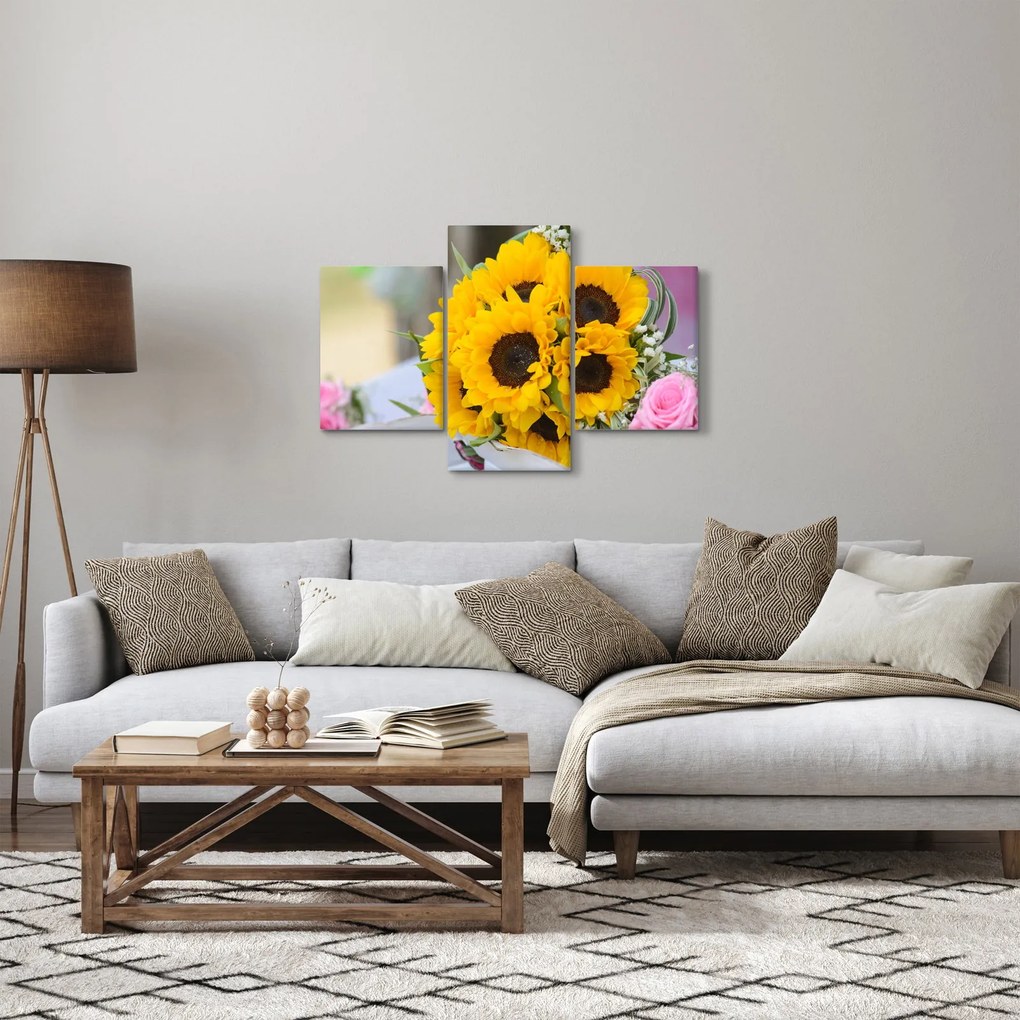 Tablou cu buchetul miresii de floarea soarelui (90x60 cm)