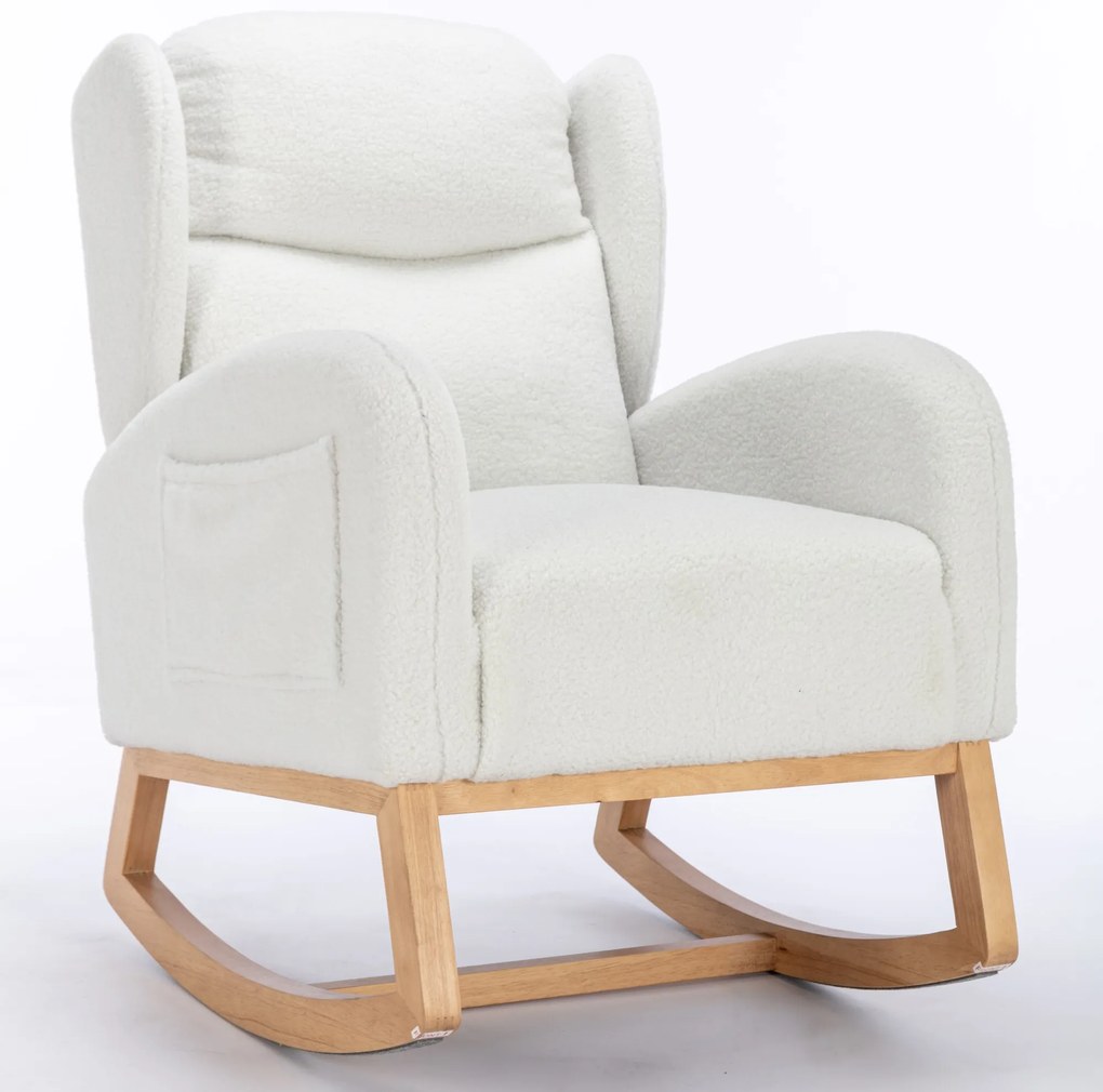 Scaun balansoar modern cu husă din material Teddy, Alb | Aosom Romania