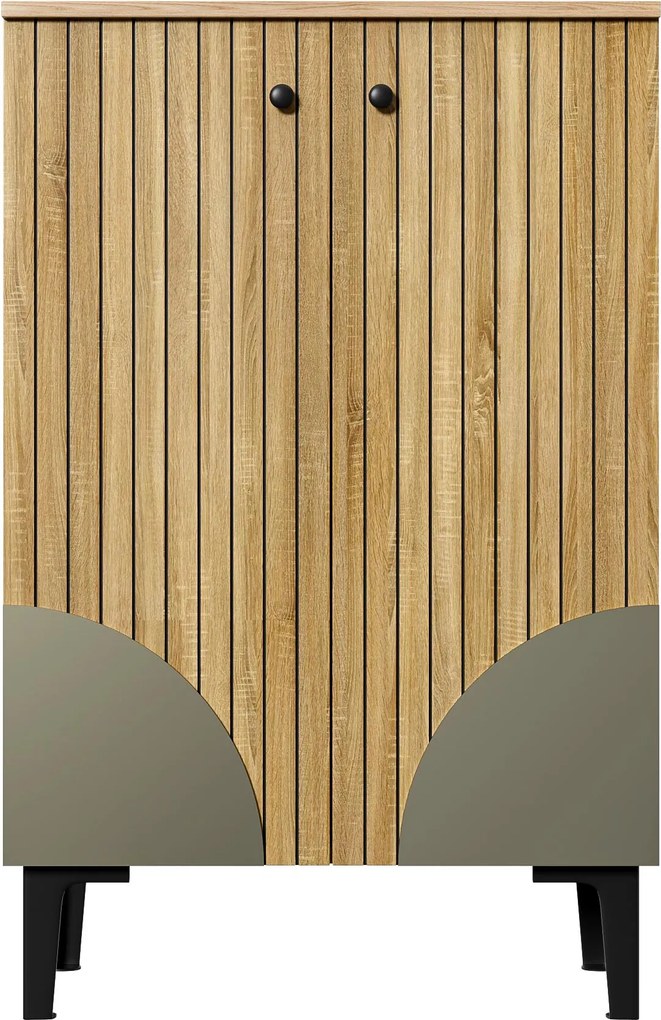 Dulap modern pentru pantofi, cu mult spațiu de depozitare, uși și mai multe rafturi, 60x32x94 cm, Culoare naturală