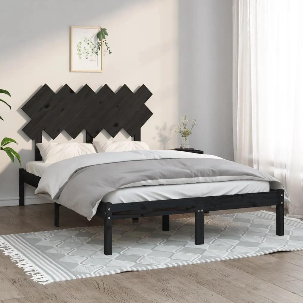 3104867 vidaXL Cadru de pat, negru, 120x200 cm, lemn masiv
