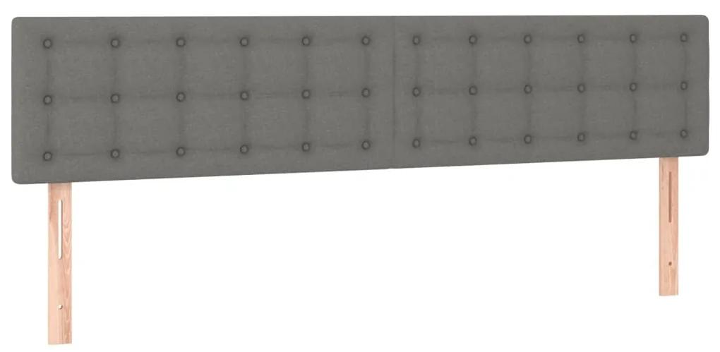 Pat box spring cu saltea, gri inchis, 180x200 cm, textil Morke gra, 180 x 200 cm, Nasturi de tapiterie