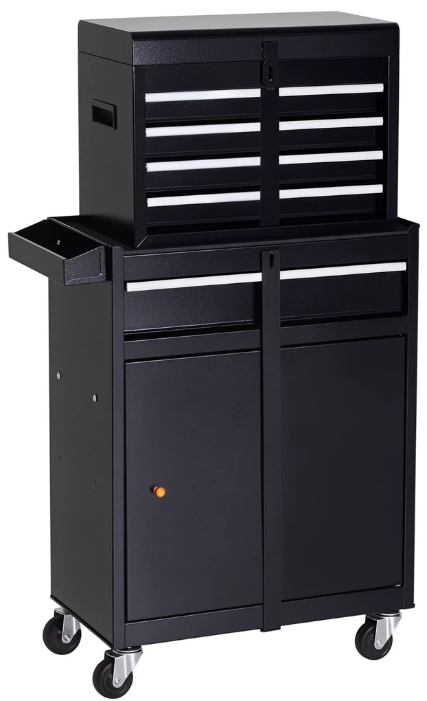 Carucior de lucru DURHAND, dulap pentru unelte, cutie de unelte cu 5 sertare, roti 360° din metal, 60 x 28 x 104,5 cm | Aosom Romania