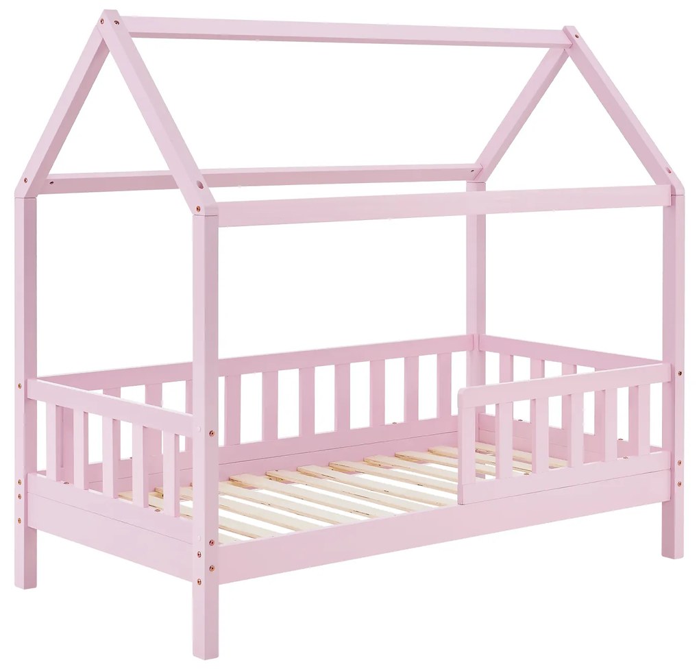 Patut Marli 90 x 200 cm cu 2 sertare si grilaj sipci - roz