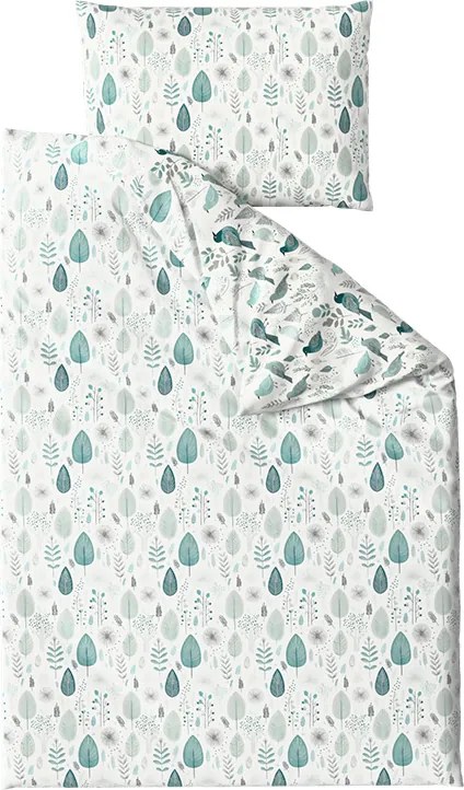 Lenjerie de pat policoton LEAFBIRD POLY alb-verde Dimensiune lenjerie de pat: 70 x 90 cm | 140 x 200 cm