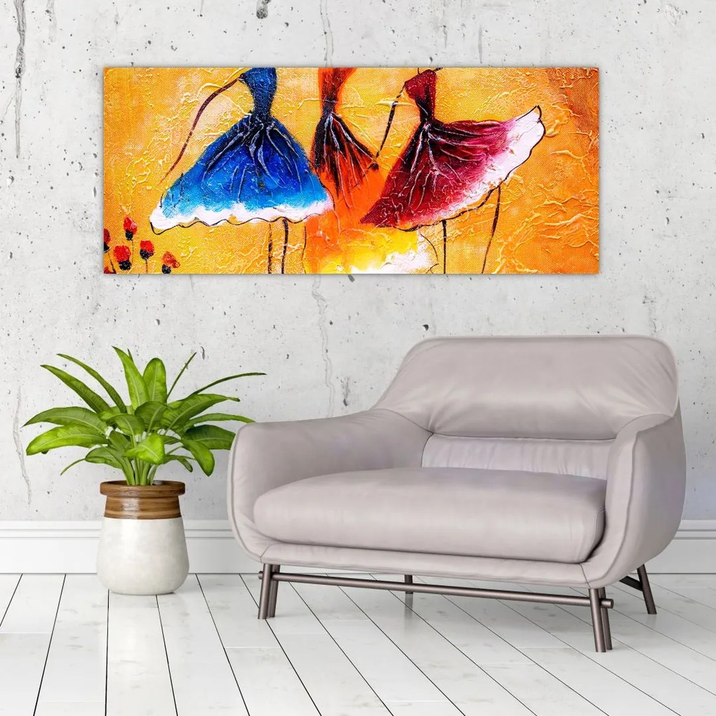 Tablou - Pictură în ulei, balerina (120x50 cm)