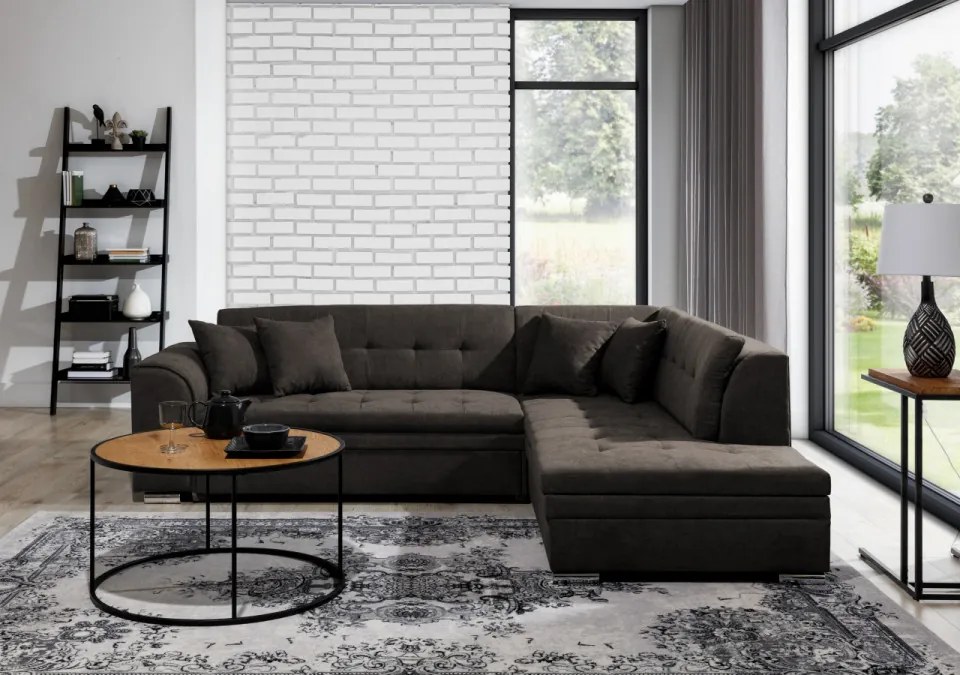 Coltar tapitat, extensibil, 260x80x205 cm, Pieretta R03, Eltap (Culoare: Gri deschis texturat / Gri)