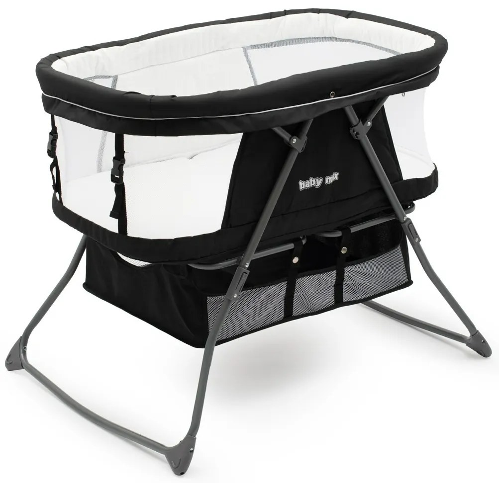 Pătuț pliabil Baby Mix Dreamy Nest negru, 92 x 70x 76 cm