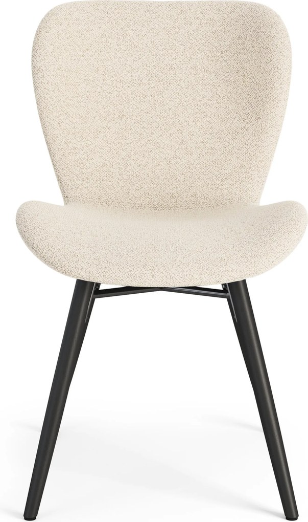 MAZZONI EXPORT ALTEA Crem (țesătură Monza 90) / picioare negre – SCAUN MODERN TAPIȚAT CU BOUCLÉ PENTRU LIVING, SUFRAGERIE ȘI BUCĂTĂRIE
