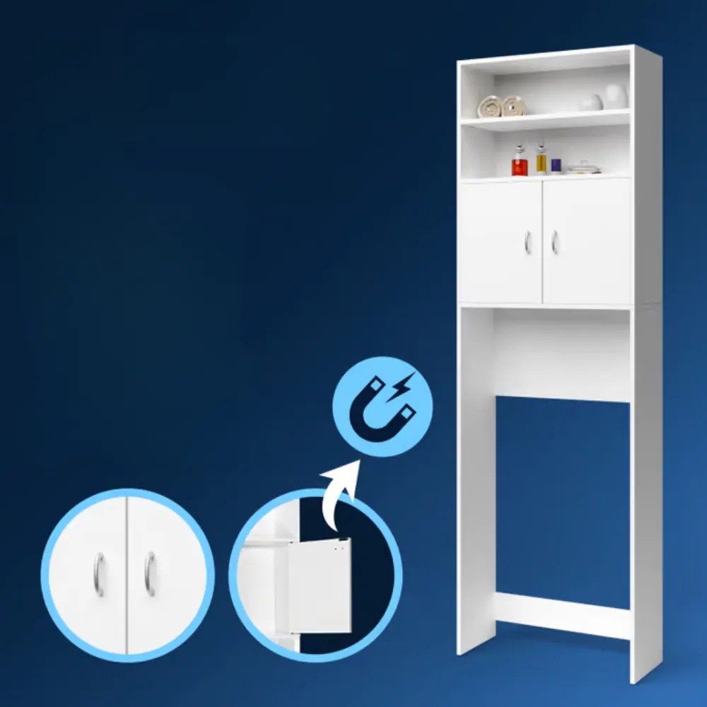 Dulap înalt deasupra mașinii de spălat SILKE, 185×63×20cm, alb Casaria