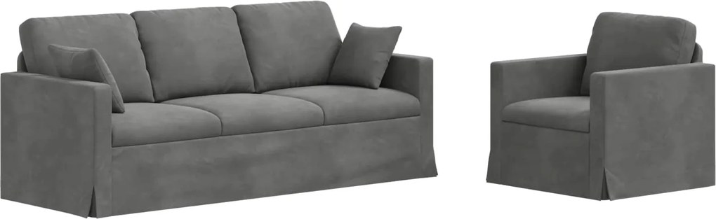 vidaXL Set de canapea 2 pcs Gri închis 198 x 78 x 80 cm Catifea