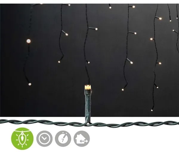 Nedis CLLC360 - Perdea LED pentru exterior, 360 LED, 7 funcții, 14 m, IP44, alb cald
