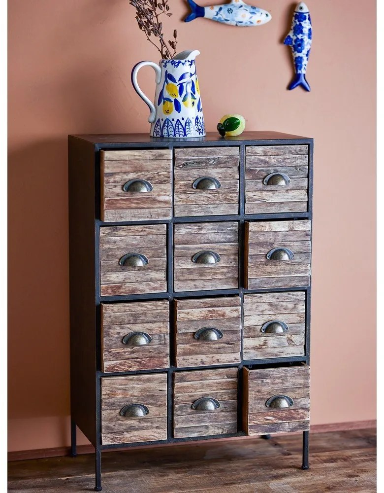 Comodă neagră/maro din metal 60,5x92x33,5 cm Matteo – Bloomingville