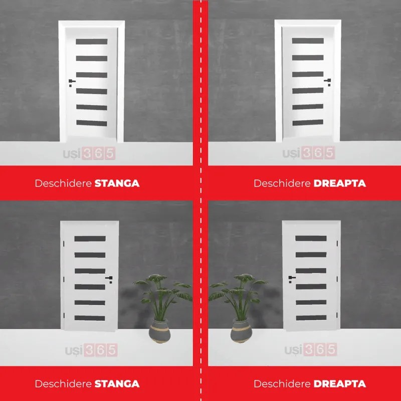 Usa de interior echipata cu usita batanta pentru pisici catei Alb, Folie Decor