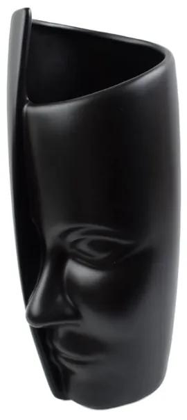 Vaza Matt Face 23cm, Negru, Ceramica