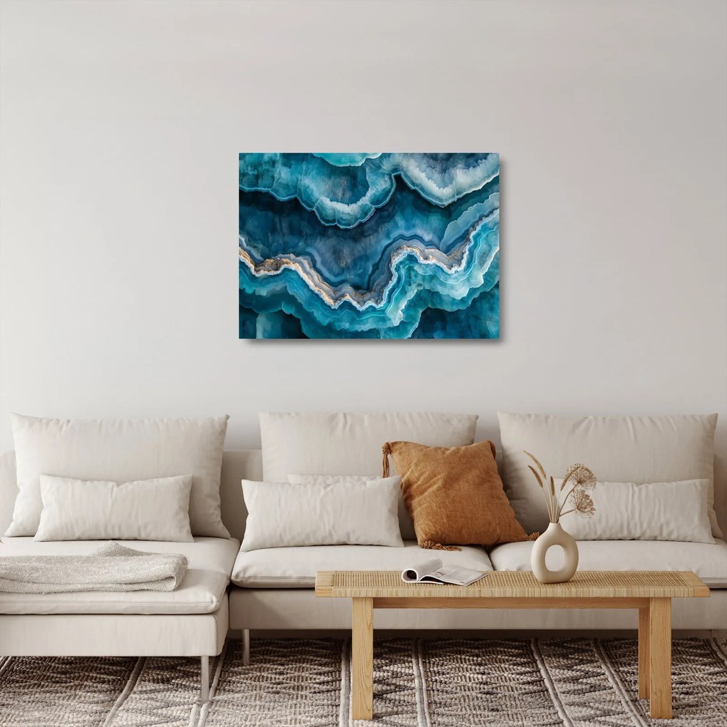 Tablou pe sticlă - Detaliu de acvamarin (70x50 cm)