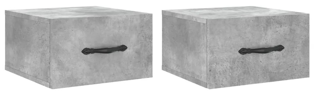 vidaXL Noptiere montate pe perete 2 buc. gri beton 35x35x20 cm