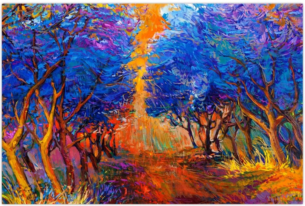 Tablou - Coroane de copac de toamnă, impresionism modern (90x60 cm)