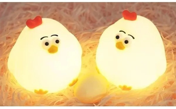 Lampă de veghe LED reîncărcabilă, reglabilă, pentru copii, 1 W/5 V, 3000 K, 800 mAh, puișor