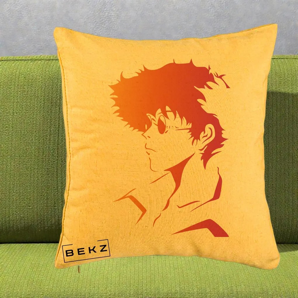 Perna Decorativa Cowboy Bebop Spike Silueta Gradient, 40x40 cm, Galben, Husa Detasabila, Perna Inclusa, BEKZ®