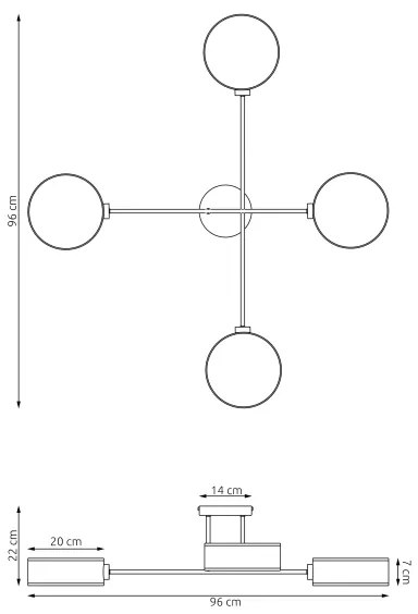 Lustră aplicată MAGA, 4 x E14, 10W, 230V, gri