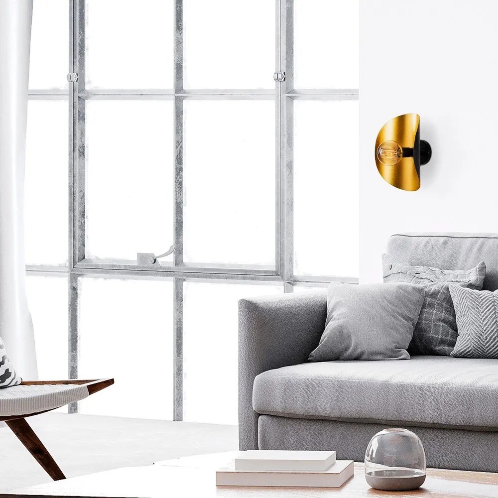 Aplică de perete neagră/aurie Sivani – Opviq lights