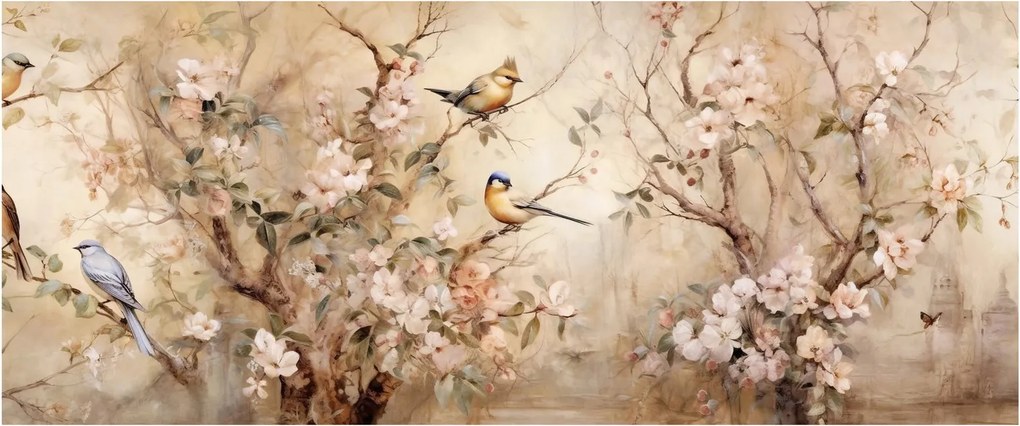 Tablou - Pictură de păsări de epocă II. (120x50 cm)