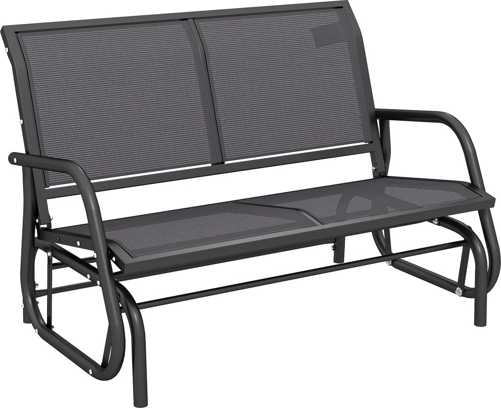 Outsunny Banca Tip Leagan 2 Locuri din Metal, Negru, 123x70x87 cm | Aosom Romania