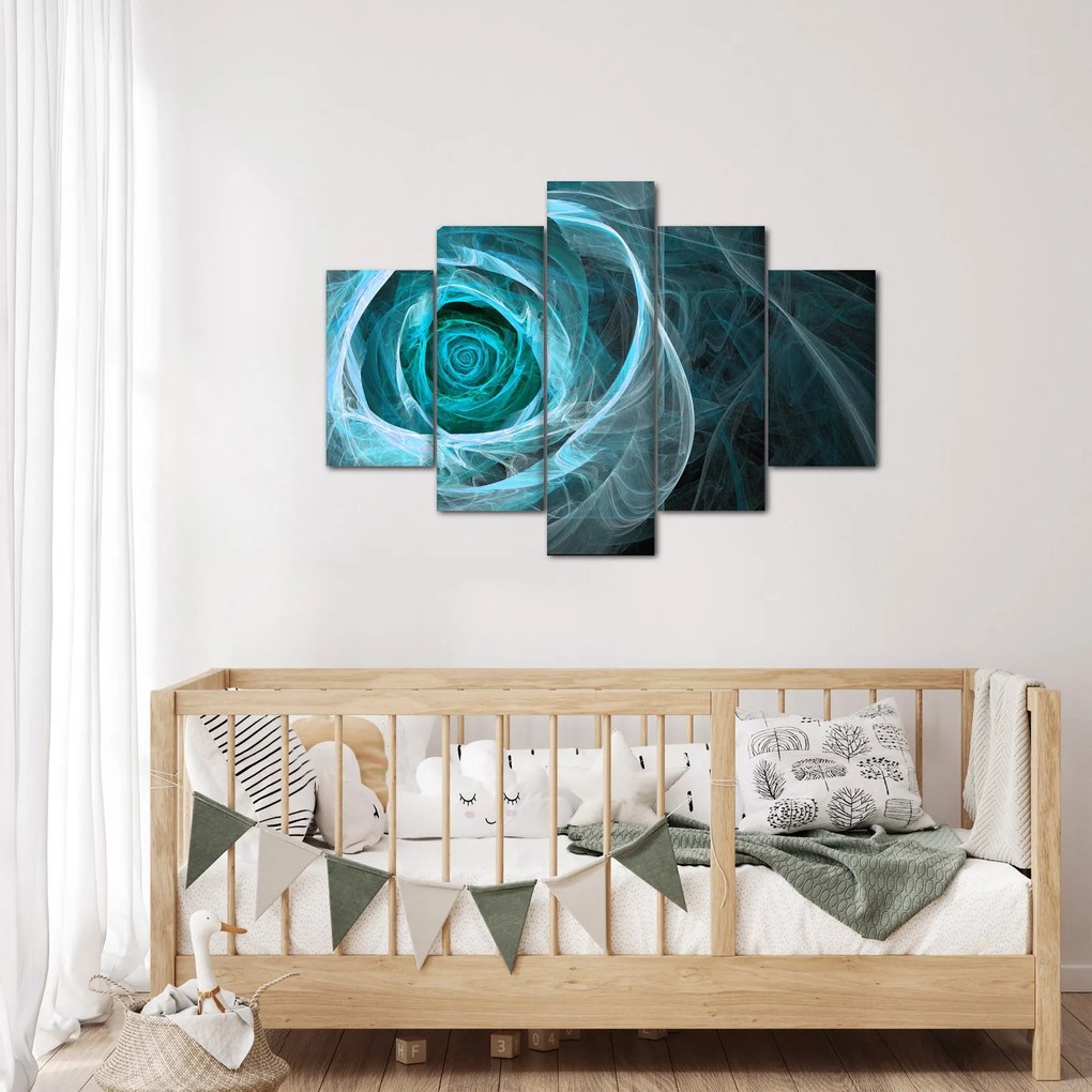 Tablou - Abstract trandafir albastru cu fundal negru (150x105 cm)