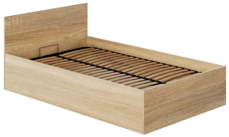 Pat de o persoană 120 cm Discutibles (stejar sonoma) (cu somieră) (cu sp. depozitare). 1116306