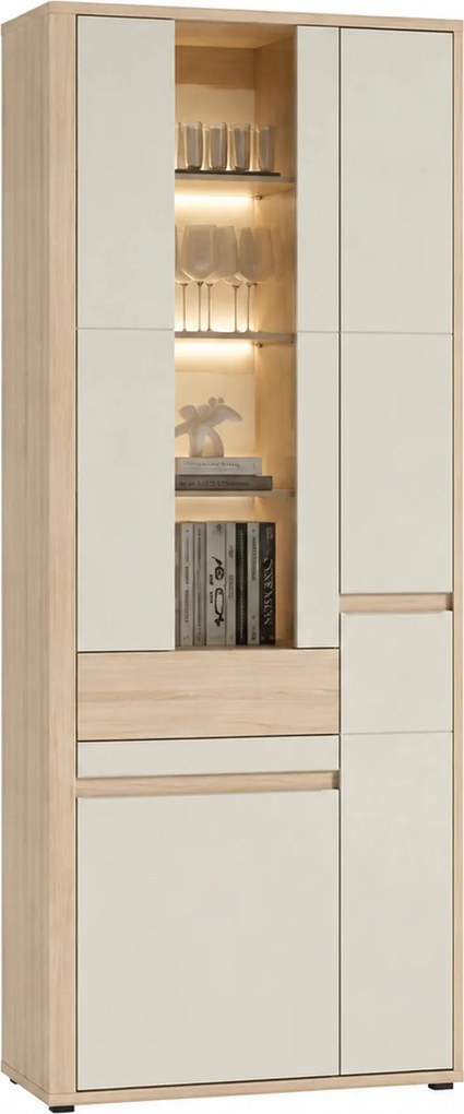 Vitrina pentru living OSLO OS2, stejar riva/casmir, PAL laminat, 78x38