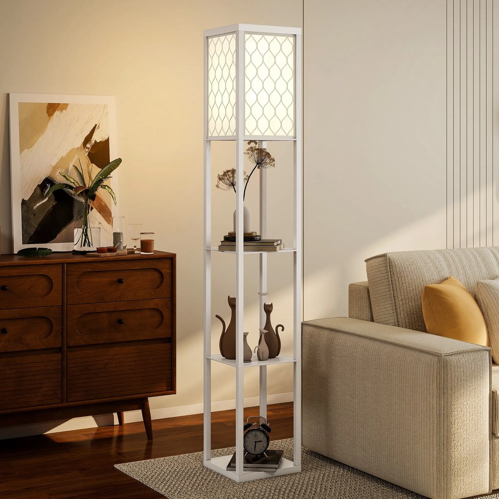 Homcom Lampa Pom 160 cm – Negru cu Rafturi pe 3 Niveluri | Aosom Romania