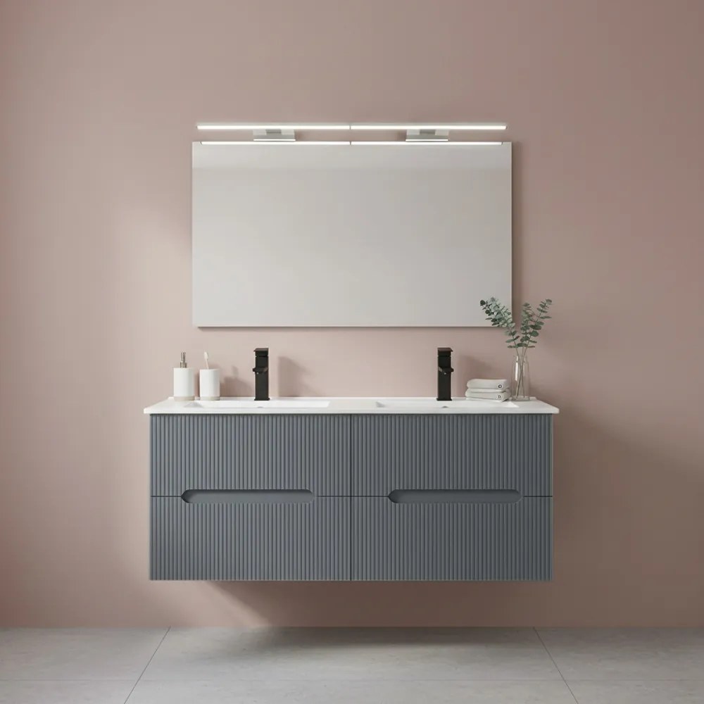 Trent Mobilier de baie 120 cm lavoar ceramic cu oglindă 60x120 cm gri antracit