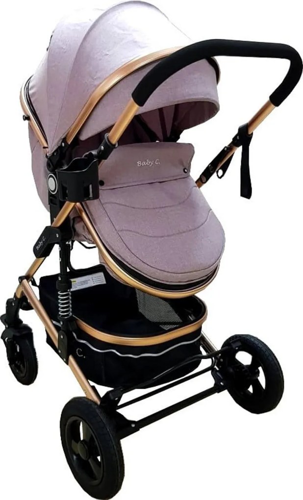 Carucior nou nascuti 3 in 1 Baby Care™ PRO 531 , Cadru Aluminiu, Amortizoare, Roti din cauciuc plin AVE, Landou, Scoica auto, Spatar reglabil 3