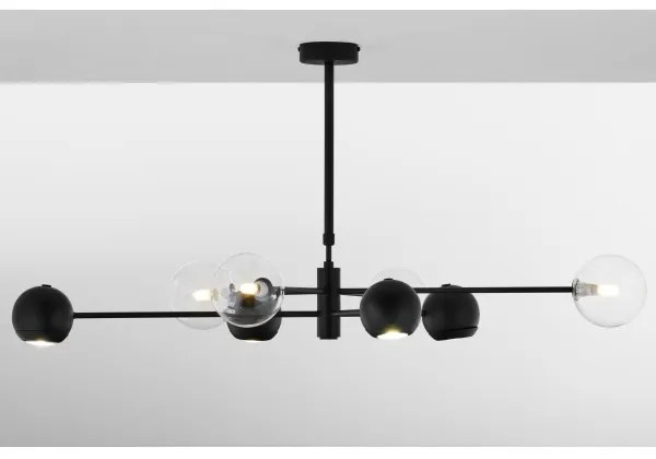 Lustră pe tijă Jupiter 1996 MOKA 4xGU10/10W/230V + 4xG9/10W/230V negru/transparent