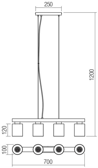 Lustră pe cablu Redo 01-3986 ROTIS 4xE27/15W/230V
